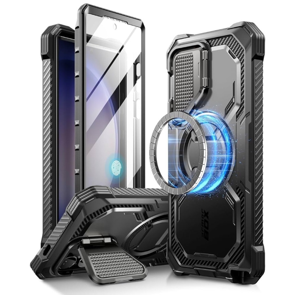Samsung Galaxy S24 Ultra MagSafe Black Rugged Phone Case with Kickstand